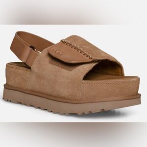 UGG Goldstar Slingback Platform Chestnut Leather Sandals Sz 10 NWOB